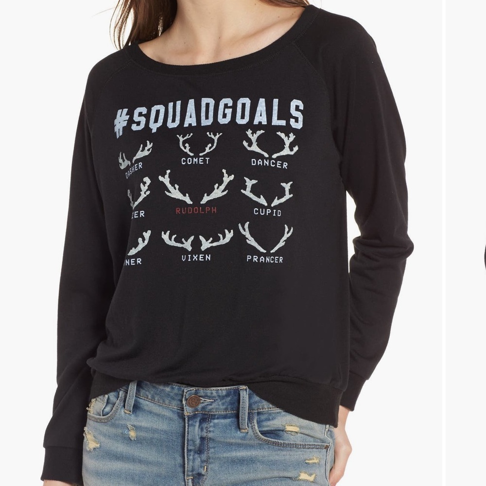 Prince Peter Collection Black Sweatshirt with White and Blue Print